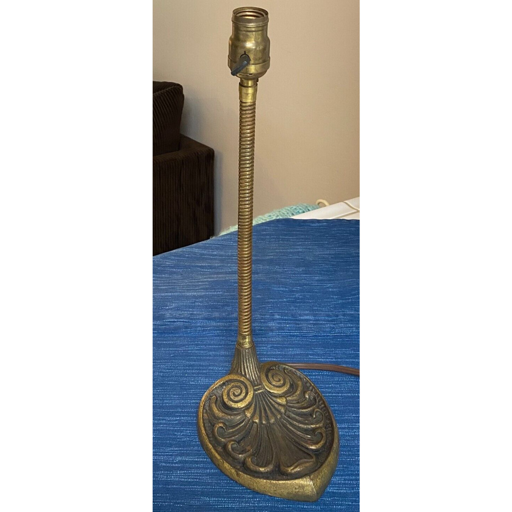 Vintage Gooseneck Cast Iron Art Deco Ornate Base Industrial Table Desk Lamp 7B